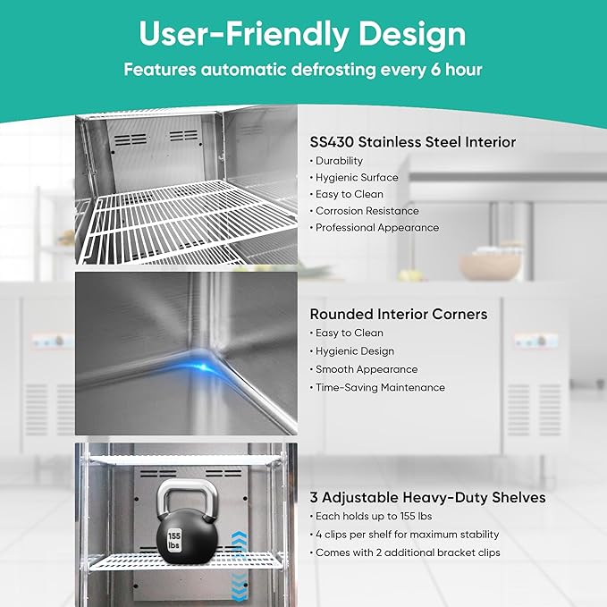 COOLCHEF 27" Commercial Freezer, 23Cu.Ft Single-Door Stainless Steel Reach-In Freezer, -8~0℉, Air Cooling, 3 Shelves, R290, ETL