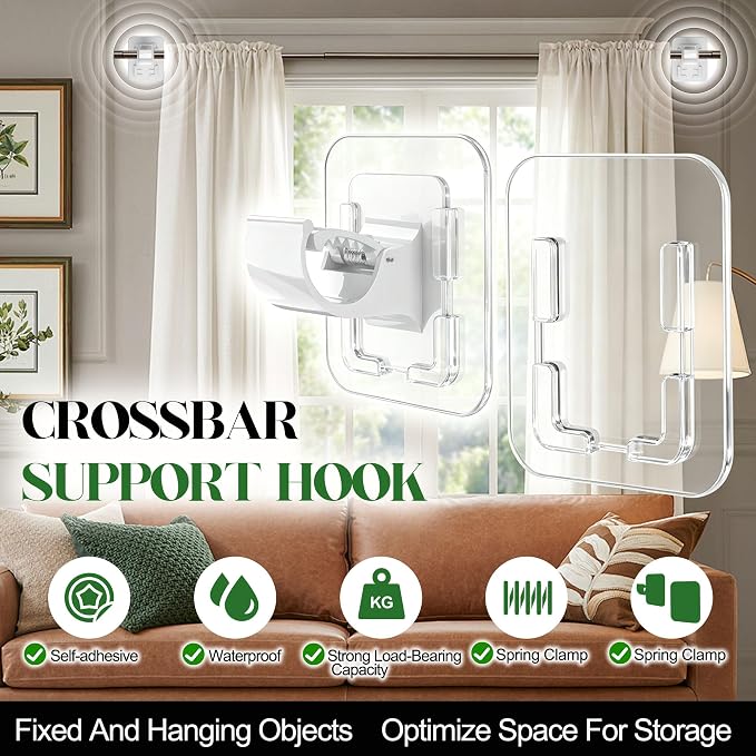 Detachable Adhesive Curtain Rod Holder-20LB, No Drill Curtain Rod Brackets | - Image 6
