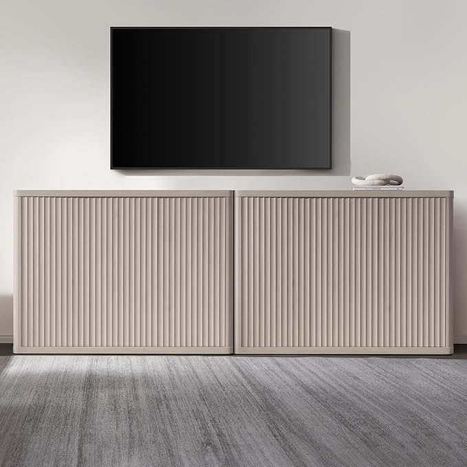 SICOTAS Buffet Cabinet with Storage Accent Sideboard with 3 Doors Modern 46.6" Wide Credenza Fluted Buffet Table Media Console Cabinet Entryway Cabinets for Living Room Kitchen Dining Room Hallway