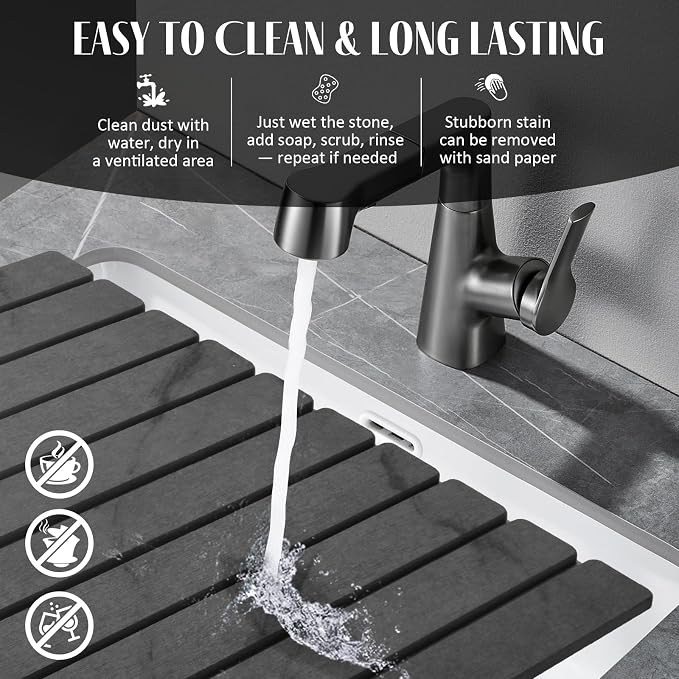 Large Stone Dish Drying Mats for Kitchen Counter, Quick Dry Collapsible Dish - Image 4
