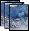16x22 Picture Frame Set of 3, Black Frame for 16 x 22 Inch Picture Poster Photo, Light Weight and High Transparent 16 by 22 Frame for Wall - 3 Pack/Black/16 x22
