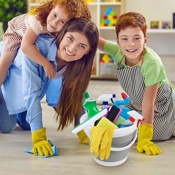 Collapsible Mop Bucket and Ice Bucket-5L Household Cleaning Silicone Dust Mops - Image 7