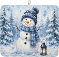 Kawani Winter Snowman Decorations Dish Drying Mat 16x18 Inch | Blue Snowman by Kawani