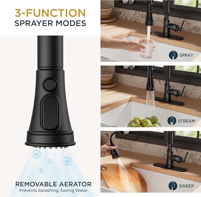 FORIOUS Black Kitchen Faucet - Image 5