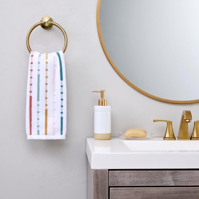 SKL Home Modesto Stripe Hand Towel Set-2pc, Premium 100% Cotton, reversible - Image 2