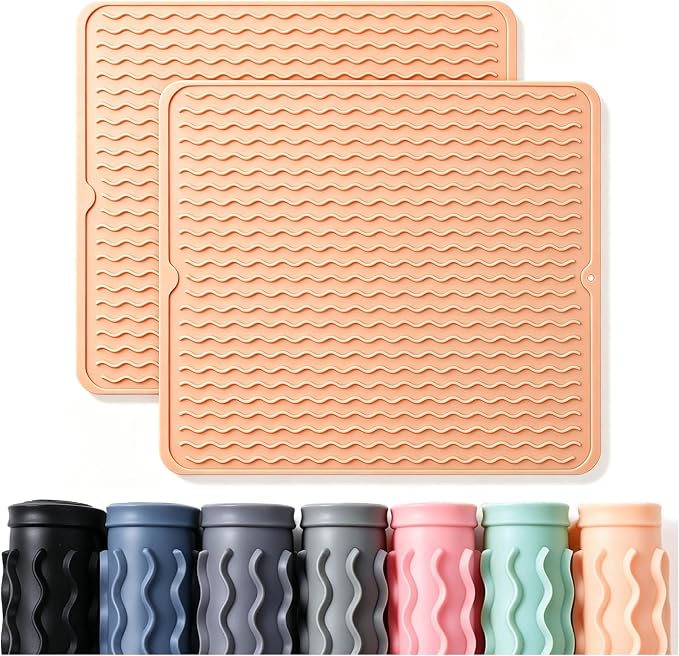 CAKETIME 2 Pack Silicone Dish Drying Mat by CAKETIME