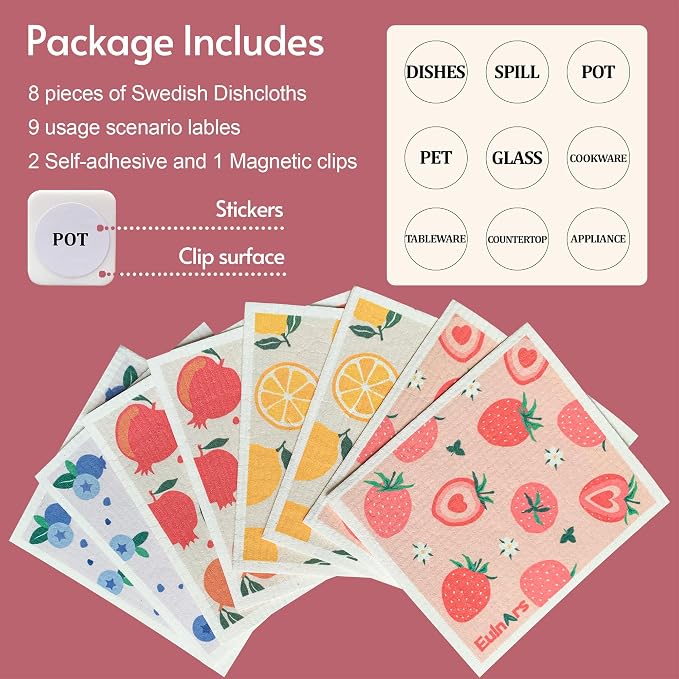 Eulnars Swedish Dishcloths for Kitchen, 8 Pack Reusable Paper Towels - Image 6