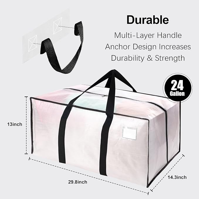 VELVETSURE 12 Pack Heavy Duty Large Moving Bags W/Backpack Straps - Image 2