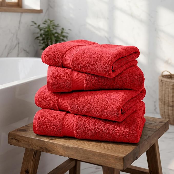 Superior Egyptian Cotton Plush & Absorbent, Bath Towel Set of 4, Soft Luxury - Image 2
