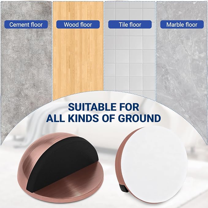 Self Adhesive Door Stoppers, Stainless Steel No Drill Rubber Floor Door Stop - Image 3