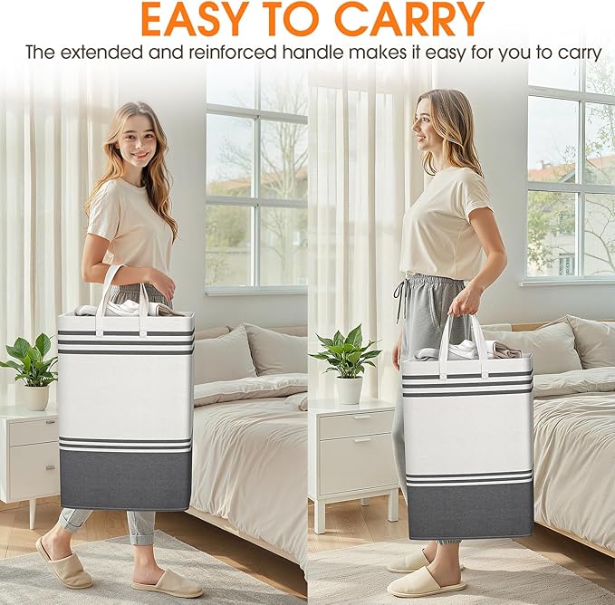 2 Pack Large Laundry Baskets, Laundry Hampers - Image 6