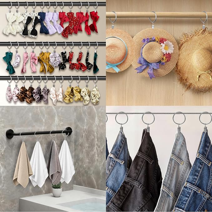 Curtain Rings with Clips, 44 Pack Metal Drapery Rings with Clips Hooks Hangers - Image 9