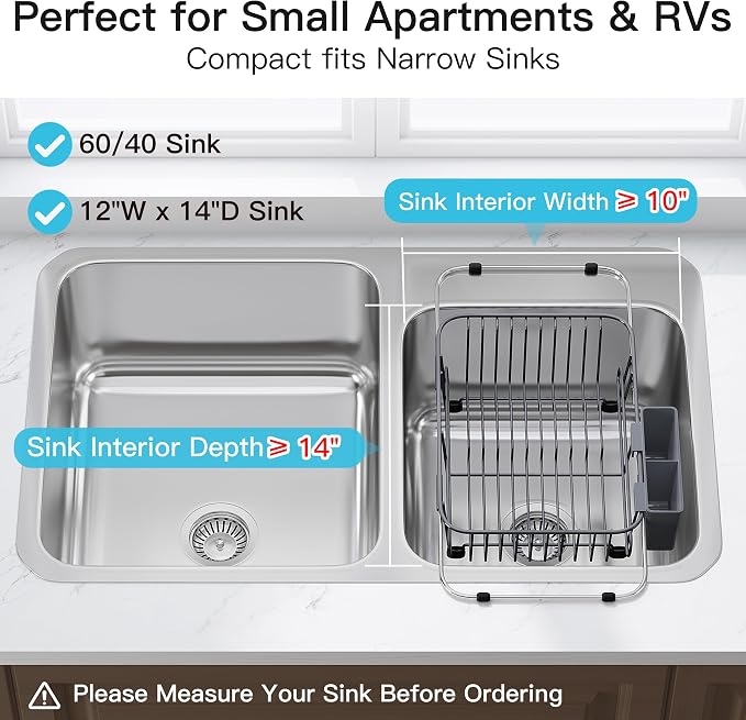 JASIWAY Gray Dish Drying Rack in Sink - Image 3