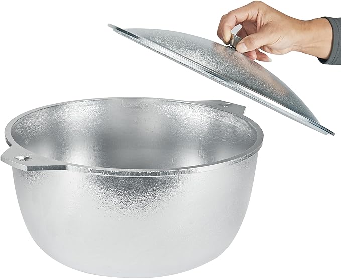 Cast Aluminum Dutch Oven Pot - Caldero/Kazan for Pilaf, Stews | Coating-Free, Even Heat & Fast Cooking Dutch Oven with Lid (18L)