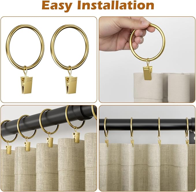 24 Pack Gold Metal Curtain Rings - Image 4