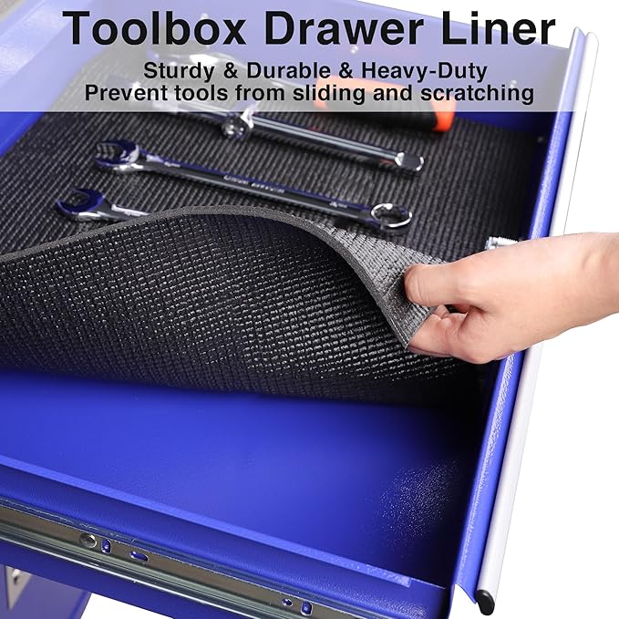 Black Shelf Drawer Liners for Toolbox: 5 MM Thick Non-Slip Foam Kitchen Drawers Liner - 16 Inch Wide × 16 FT Easy to Cut Cabinet Mat for Pantry Shelves