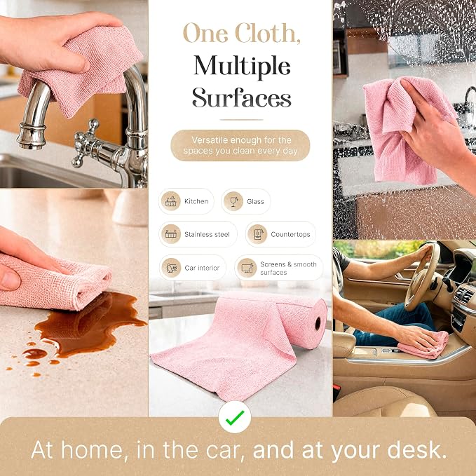 Microfiber Cleaning Cloth Roll 20 Sheets 11" x 10" Tear Away Microfiber Towel - Image 5
