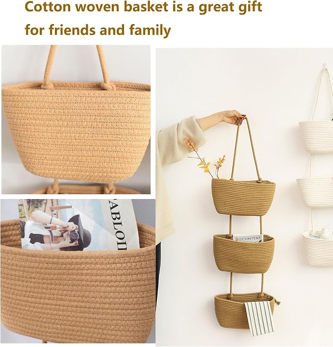 YYaaloa Woven Cotton Hanging Baskets - Image 6