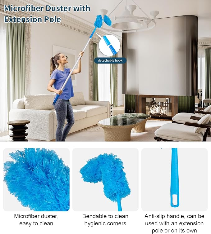 Window Cleaning Kit, Swivel Squeegee & Scrubber - Image 9