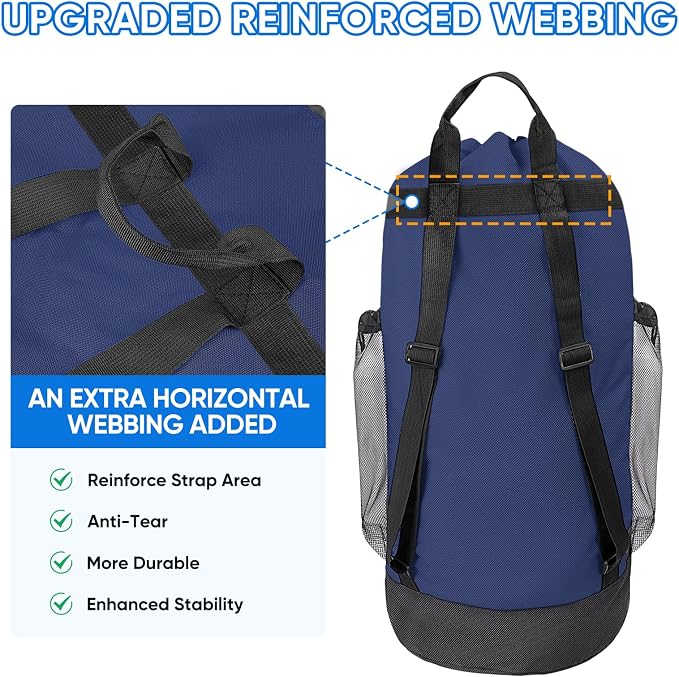 BALEINE 2PK 120L Laundry Bag Backpack, 900D Oxford Fabric Large Travel Laundry - Image 2