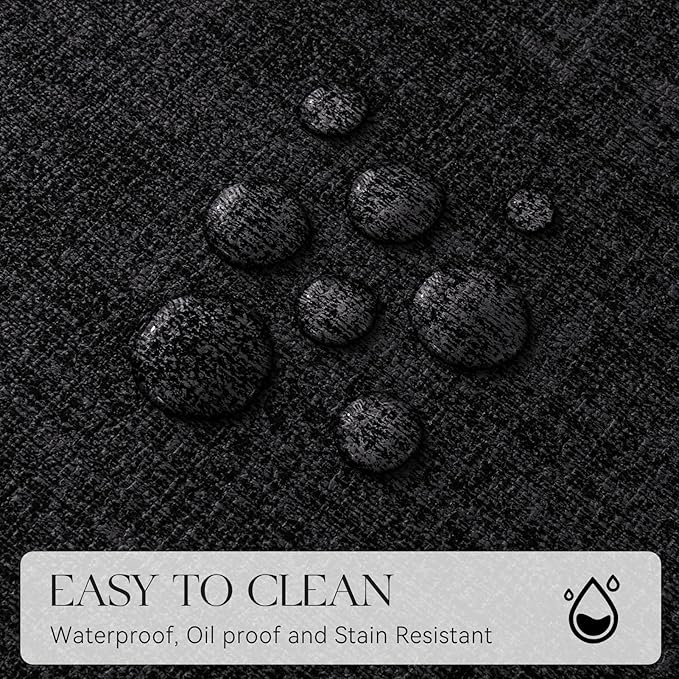 MOSAYT Faux Leather Placemats Set of 6, Heat Resistant Wipeable Washable Vinyl Place Mats with Coasters, Waterproof Oil Proof Table Mats for Kitchen Dining Party Indoor Outdoor, 12" x 18", Black