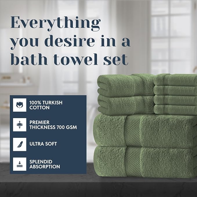 White Classic Luxury Bath Towel Set of 8 Pieces - Image 2