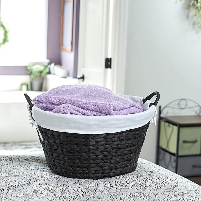 Household Essentials Round Wicker Laundry Basket - Image 3