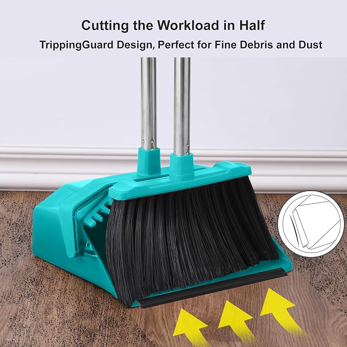 Broom and Dustpan Set for Home, ZeroGap Lip, Upright Storage Broom Combo for - Image 6