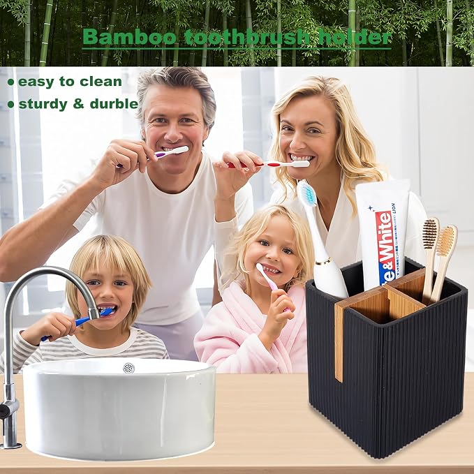 Toothbrush Holders for Bathroom, 3 Slots Toothbrush Organizer Stand, Toiletries - Image 5