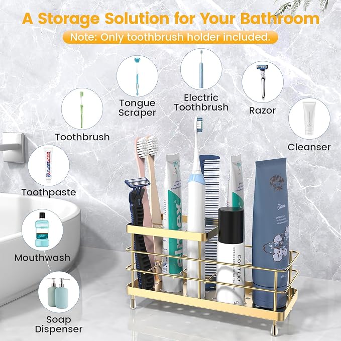 Luxspire Toothbrush Holders for Bathroom, Stainless Steel, 6 Slots, For - Image 3