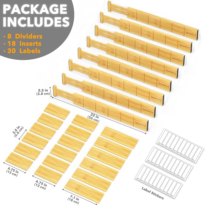 SpaceAid Bamboo Drawer Dividers - Image 3