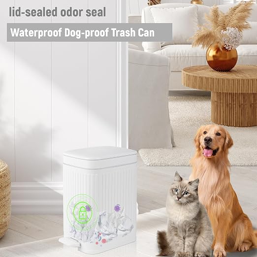 Small Bathroom Trash Can with Lid, 1.9 Gallon Slim Soft Close Step, Kitchen & - Image 6