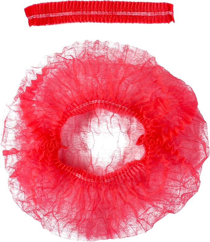 ProtectX Disposable Bouffant (Hair Net) Caps Hair Head Cover Nets 21” (Red 100 pack)
