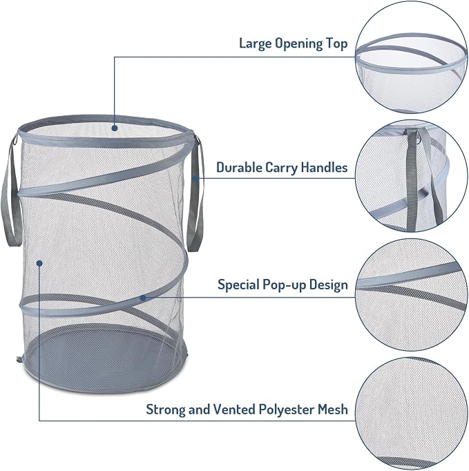 Seiritex Mesh Popup Laundry Hamper 115L Collapsible Laundry Basket Extra Large - Image 4