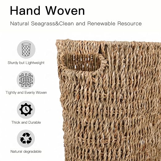Coeusy Wicker Trash Can, Seagrass Waste Basket - Image 6