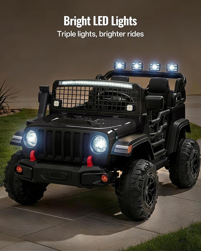 2 Seater Ride on Car Toy, 24V 4WD Electric Car for Kids 4-8 with Remote Control, 4x200W Motors, Capacity 110 lb - Black