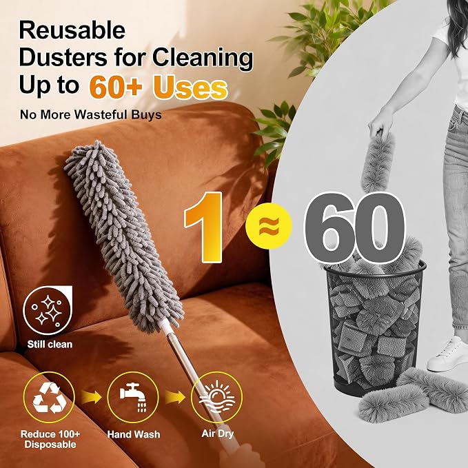 Tiumso Microfiber Feather Duster 5-in-1 Kit, Dusters - Image 4