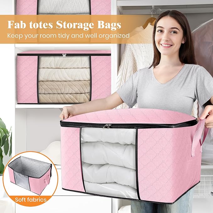 4 Pack Storage Bags for Clothes Blanket Storage Bins - Image 5