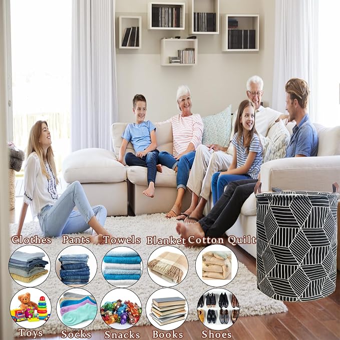 Waterproof Laundry Hamper Collapsible Laundry Basket Leather Handle Laundry Bag - Image 5