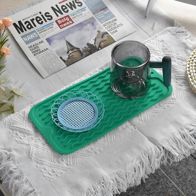 Silicone Dish Drying Mat, Non-Slip Easy Clean Sink Mat, Large Heat-resistant - Image 5