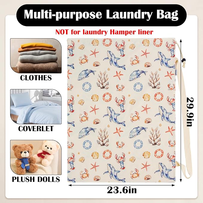 Canvas Laundry Bag with Shoulder Strap & Drawstring - Image 2
