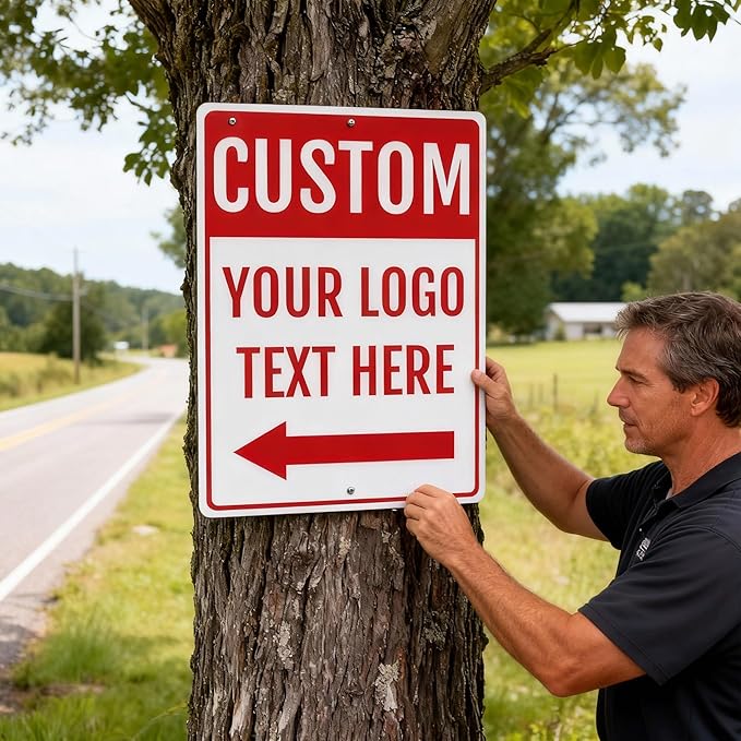 Custom Metal Outdoor Sign for Home Office Business Use, 16x12 Inch, Rust-Free Aluminum Weather Resistant, Waterproof, Durable Ink, Easy to Mount