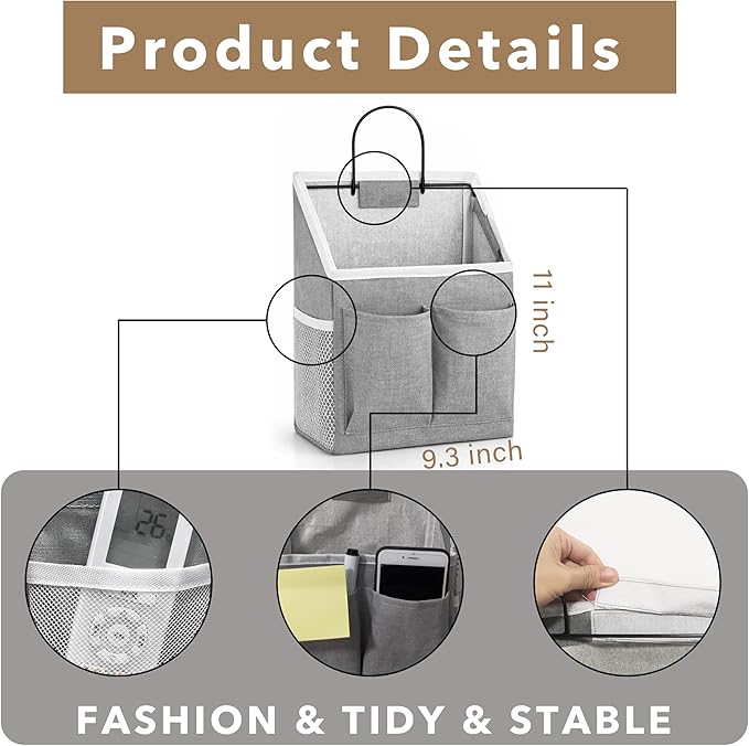 Kanrichu 3pcs Wall Hanging Organizer Bag, Linen Fabric Door Hanging Storage - Image 5