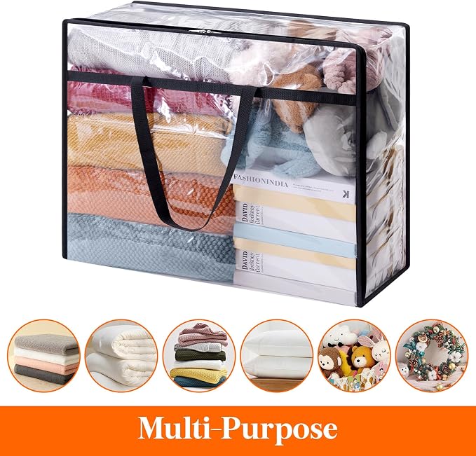 Lifewit 4 Pack Clear Clothes Storage Bags, 95L Plastic Blanket Storage Bag - Image 5