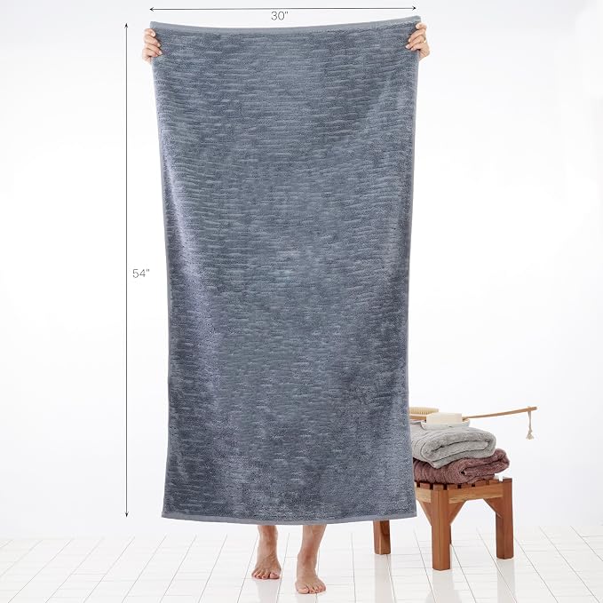 SKL Home CloudSoft Bath Towel, 100% Cotton Luxury, Smoke Blue | Premium - Image 6