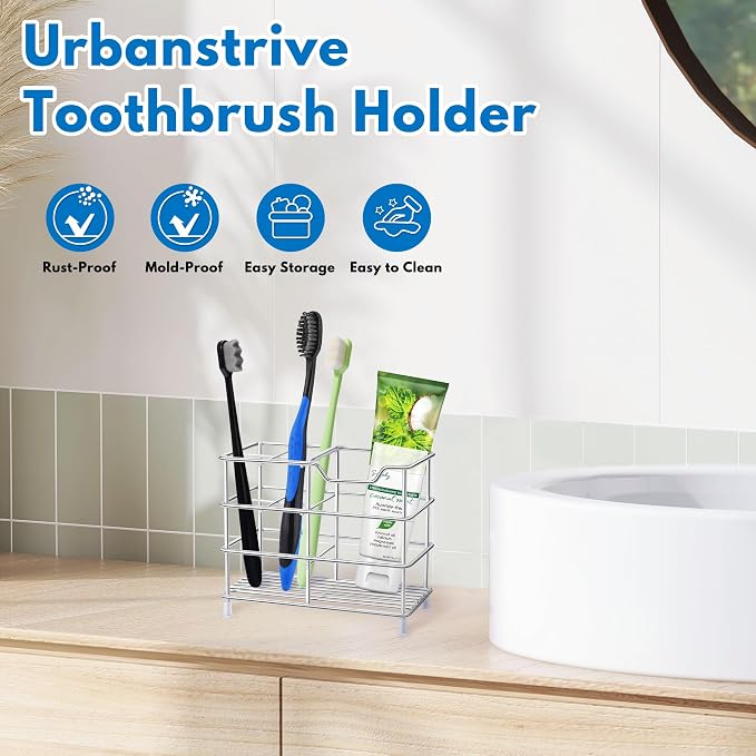 Toothbrush Holders for Bathrooms 304 Stainless Steel Quick Drying Silver | - Image 8