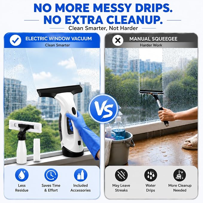 Window Vacuum Squeegee Cordless, Electric Window Cleaner Squeegee - Image 2