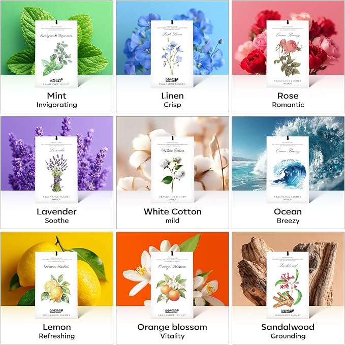MYARO 12 Pack White Cotton Scented Sachets, Closet Deodorizer Car Freshener - Image 7