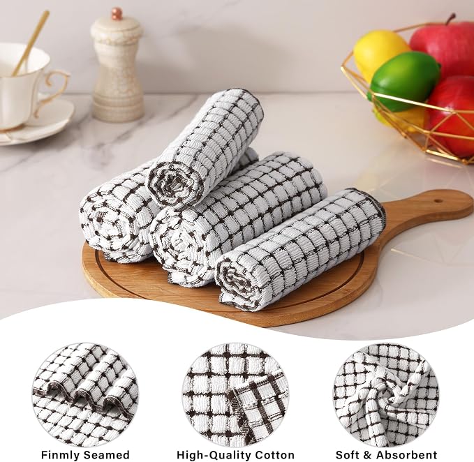Homaxy Kitchen Towels and Dishcloths Set, Dark Brown - Image 4