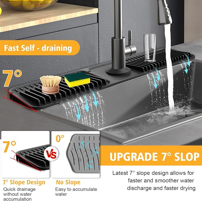 24-Inch Kitchen Sink Splash Guard Mat | 7° Slope - Image 4